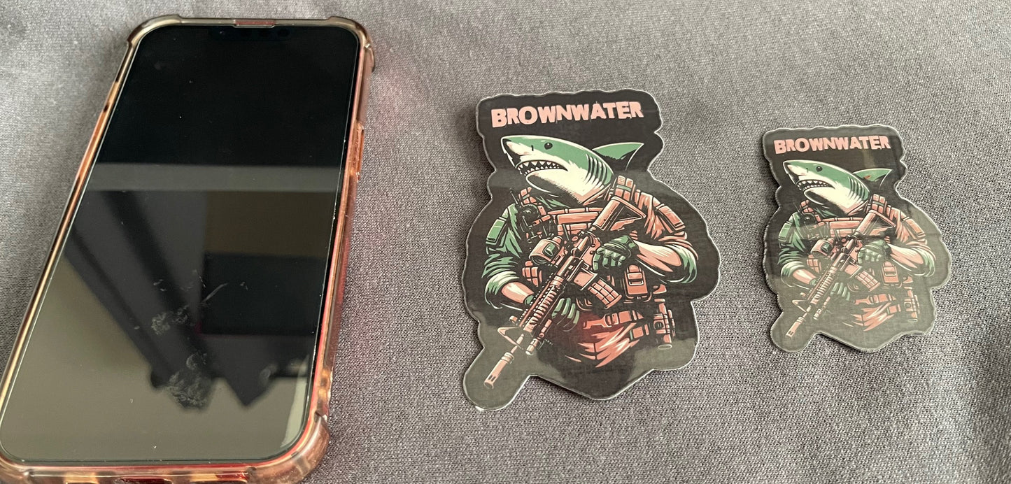 Sharky Brown Water 4 Incher Sticker (QTY 1) (Center of Photo)