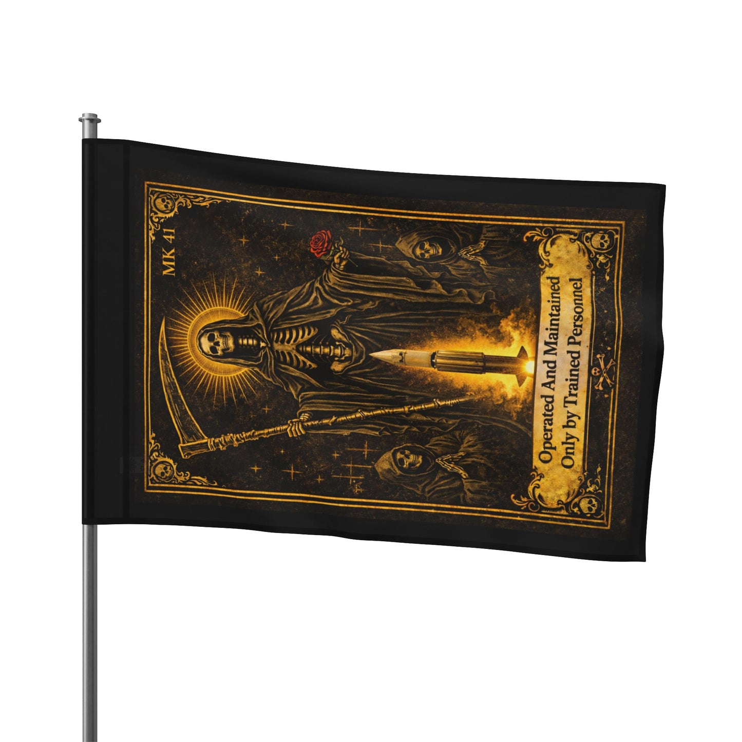 Santa Muerte De Swooshy Flag