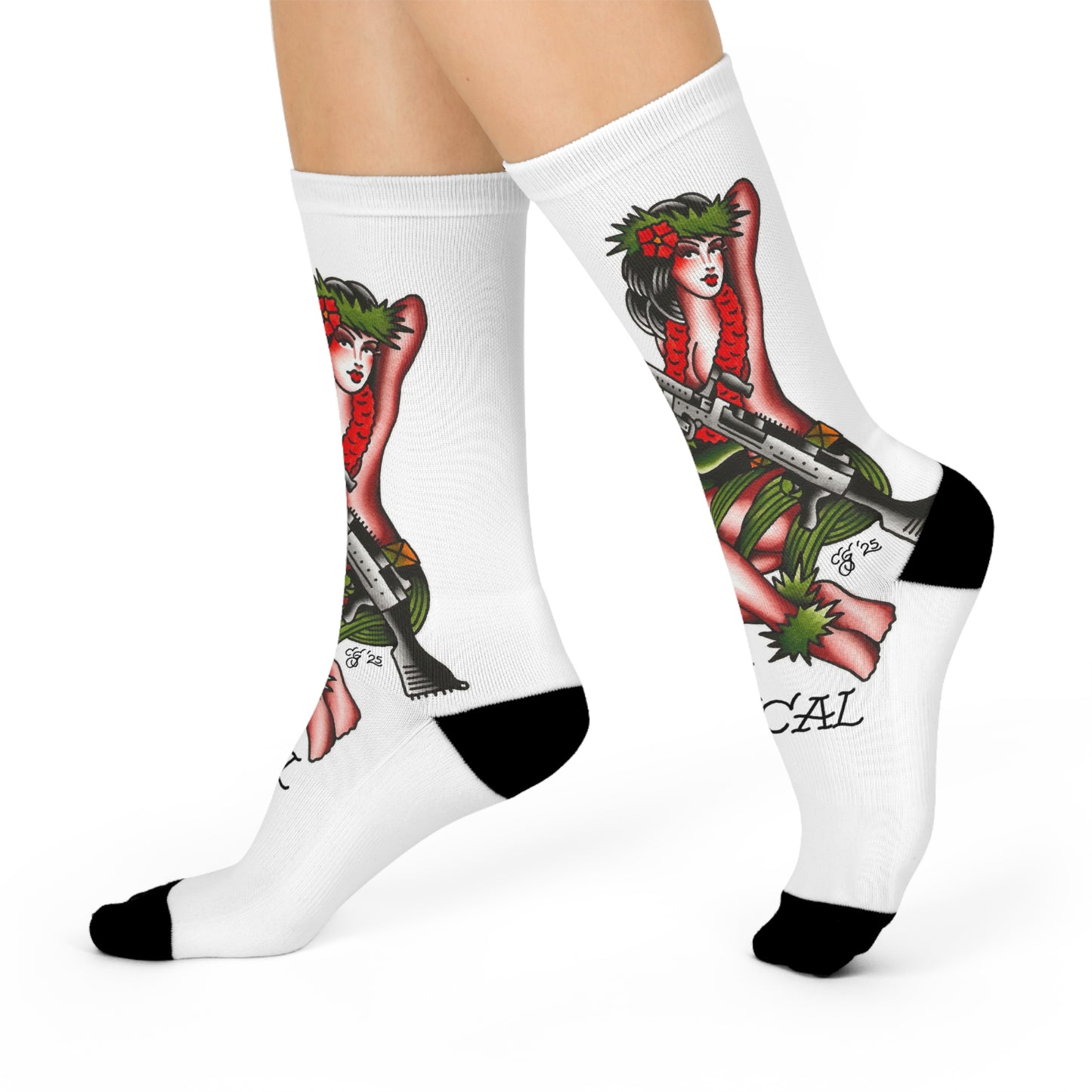 Aloha Heat Crew Socks (White)