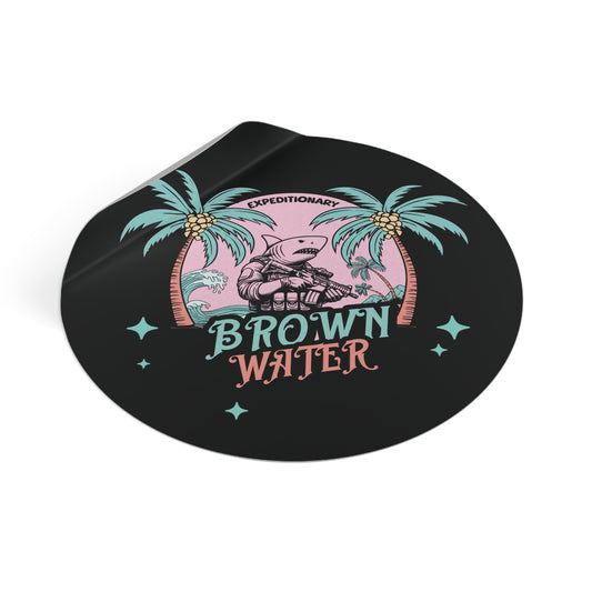 Brown Water Shark Round Vinyl Stickers