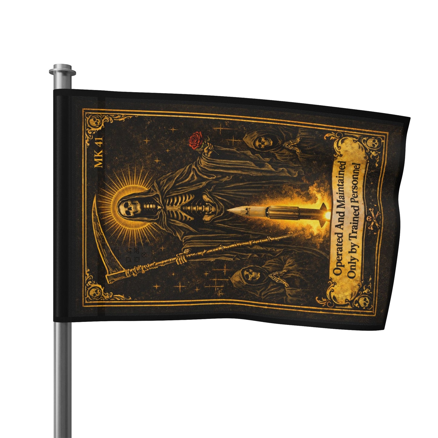 Santa Muerte De Swooshy Flag