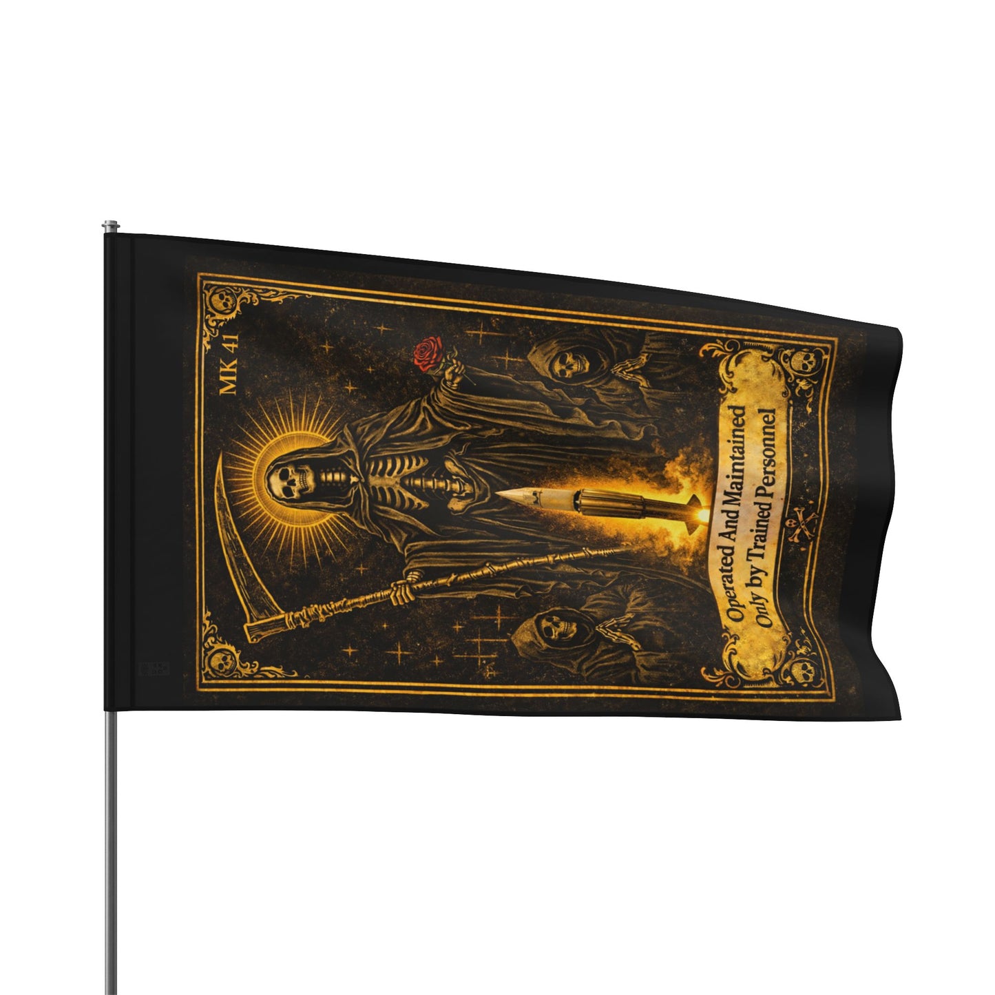 Santa Muerte De Swooshy Flag