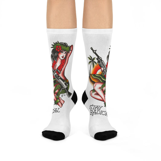 Aloha Heat Crew Socks (White)