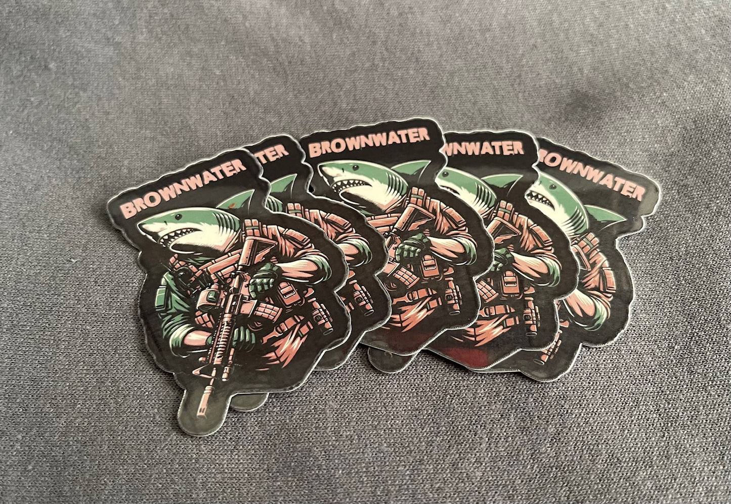 Sharky Brownwater Sticker Pack (QTY 5) 2" x 2.5"